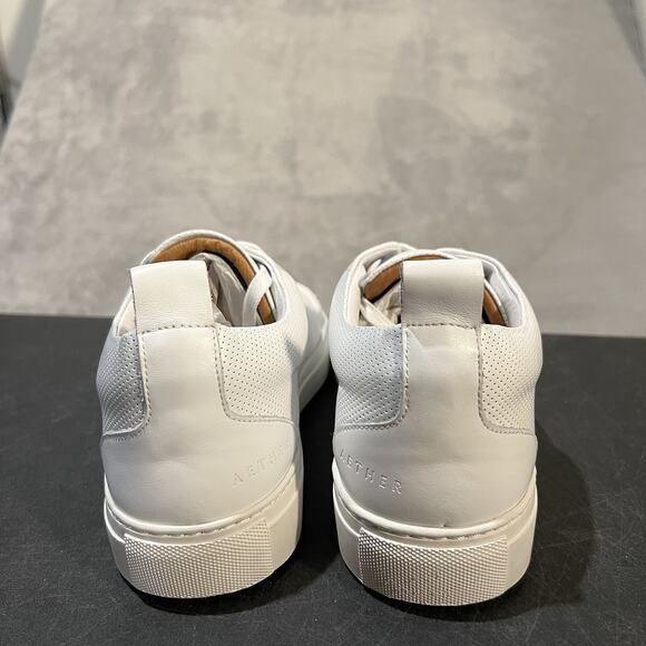 Aether Dalton Sneakers Mens 10 White Leather Casual Lace Up Perforated - Picture 5 of 10